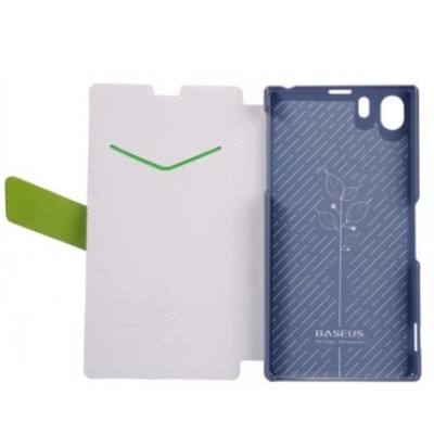 Balts „Baseus“ Faith Leather atvērams HTC One M7 maciņš / Vacins.lv