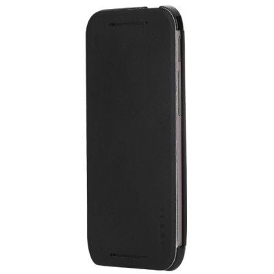 HTC One M8 un HTC One M8s Rock Touch ādas atvēramais melns maciņš / Vacins.lv