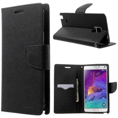 „Mercury“ Fancy Diary Samsung Galaxy Note 4 (N910) чёрный кожаный чехол-книжка | Vacins.lv