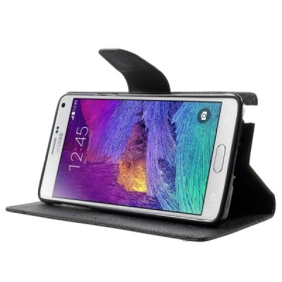 „Mercury“ Fancy Diary Samsung Galaxy Note 4 (N910) чёрный кожаный чехол-книжка | Vacins.lv