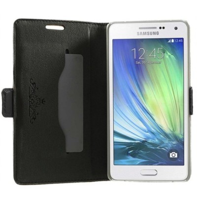 Samsung Galaxy A5 (A500) „Doormoon“ sērijas melns ādas atvērams maciņš / Vacins.lv