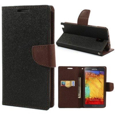 „Mercury“ Fancy Samsung Galaxy Note 3 (N9005, N9002, N9000) чёрный кожаный чехол-книжка | Vacins.lv