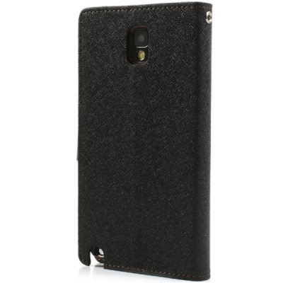 „Mercury“ Fancy Samsung Galaxy Note 3 (N9005, N9002, N9000) чёрный кожаный чехол-книжка | Vacins.lv