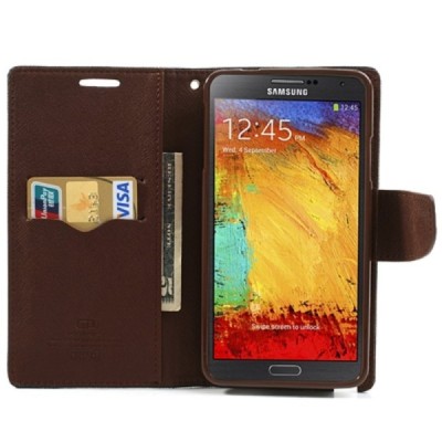 „Mercury“ Fancy Samsung Galaxy Note 3 (N9005, N9002, N9000) чёрный кожаный чехол-книжка | Vacins.lv