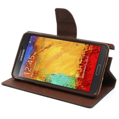 „Mercury“ Fancy Samsung Galaxy Note 3 (N9005, N9002, N9000) чёрный кожаный чехол-книжка | Vacins.lv