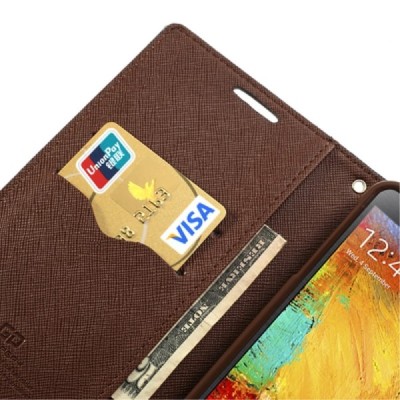 „Mercury“ Fancy Samsung Galaxy Note 3 (N9005, N9002, N9000) чёрный кожаный чехол-книжка | Vacins.lv