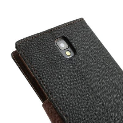 „Mercury“ Fancy Samsung Galaxy Note 3 (N9005, N9002, N9000) чёрный кожаный чехол-книжка | Vacins.lv