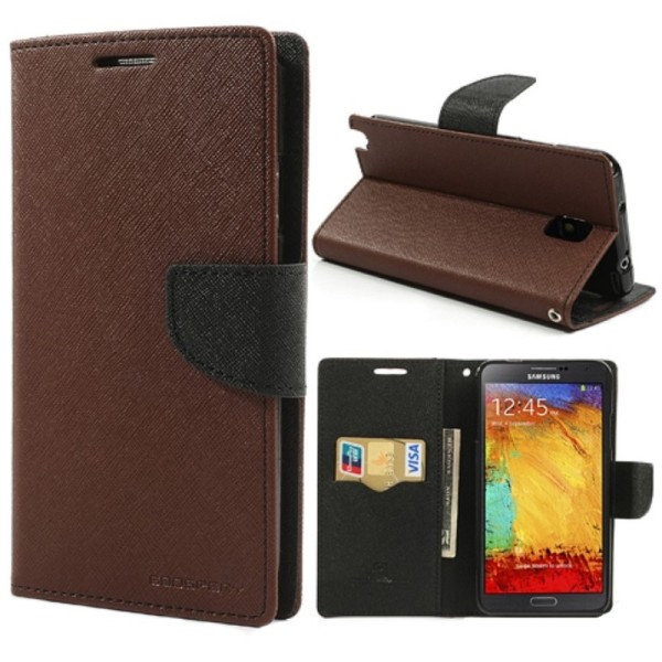 Чехол-книжка „Mercury“ Fancy - коричневый (Galaxy Note 3)