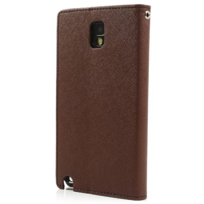 „Mercury“ Fancy Samsung Galaxy Note 3 (N9005, N9002, N9000) коричневый кожаный чехол-книжка | Vacins.lv