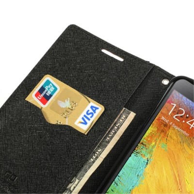 „Mercury“ Fancy Samsung Galaxy Note 3 (N9005, N9002, N9000) коричневый кожаный чехол-книжка | Vacins.lv