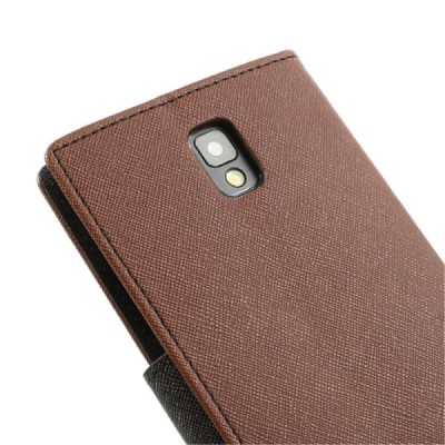 „Mercury“ Fancy Samsung Galaxy Note 3 (N9005, N9002, N9000) коричневый кожаный чехол-книжка | Vacins.lv