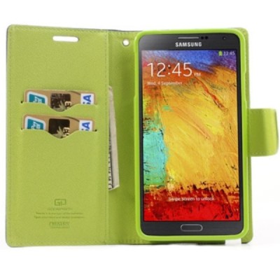„Mercury“ Fancy Samsung Galaxy Note 3 (N9005, N9002, N9000) синий кожаный чехол-книжка | Vacins.lv
