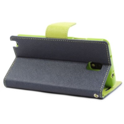 „Mercury“ Fancy Samsung Galaxy Note 3 (N9005, N9002, N9000) синий кожаный чехол-книжка | Vacins.lv