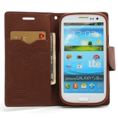 „Mercury“ Fancy Samsung Galaxy S3 (I9300) чёрный кожаный чехол-книжка | Vacins.lv
