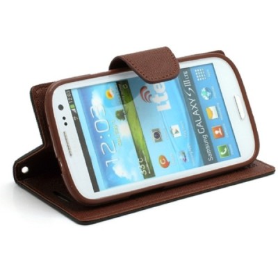 „Mercury“ Fancy Samsung Galaxy S3 (I9300) чёрный кожаный чехол-книжка | Vacins.lv