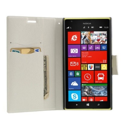 „Double“ серии Nokia Lumia 1520 чёрный, белый кожаный чехол-книжка | Vacins.lv