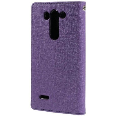 „Mercury“ Fancy LG G3 S D722 violeta ādas maciņš / Vacins.lv