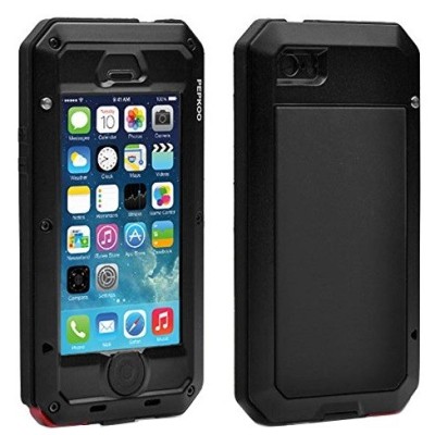 Усиленная защита ''Pepkoo'' Ultimate чёрный алюминиевый металлический чехол для Apple iPhone SE (5, 5s) | Vacins.lv