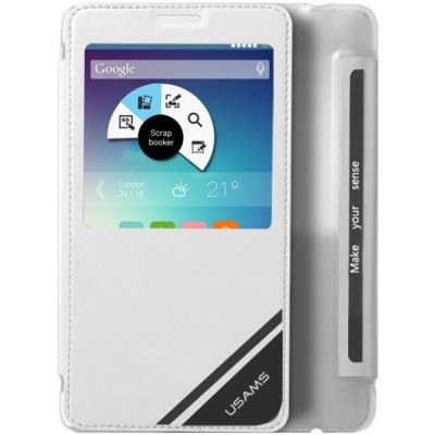 Samsung Galaxy Note 4 (N910) Usams Viva чехол-книжка белого цвета с окошком | Vacins.lv
