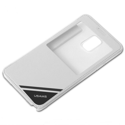 Samsung Galaxy Note 4 (N910) Usams Viva чехол-книжка белого цвета с окошком | Vacins.lv