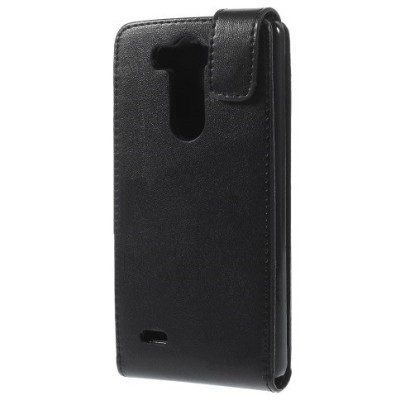 LG G3 S D722 klasisks ādas vertikāli atvēramais melns futrālis / Vacins.lv