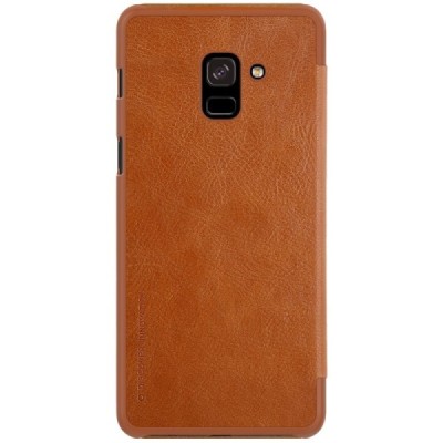 Greznais „Nillkin“ Qin sērijas ādas atvērams brūns Samsung Galaxy A8 2018 (A530F) maciņš / Vacins.lv