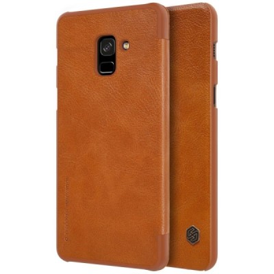 Greznais „Nillkin“ Qin sērijas ādas atvērams brūns Samsung Galaxy A8+ 2018 (A730F) maciņš / Vacins.lv