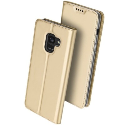 „Dux Ducis“ Skin серии Samsung Galaxy A8 2018 (A530F) золотой кожаный чехол-книжка | Vacins.lv