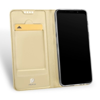 „Dux Ducis“ Skin серии Samsung Galaxy A8+ 2018 (A730F) золотой кожаный чехол-книжка | Vacins.lv