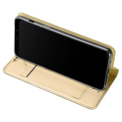 „Dux Ducis“ Skin серии Samsung Galaxy A8+ 2018 (A730F) золотой кожаный чехол-книжка | Vacins.lv