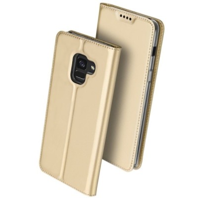 „Dux Ducis“ Skin серии Samsung Galaxy A8+ 2018 (A730F) золотой кожаный чехол-книжка | Vacins.lv