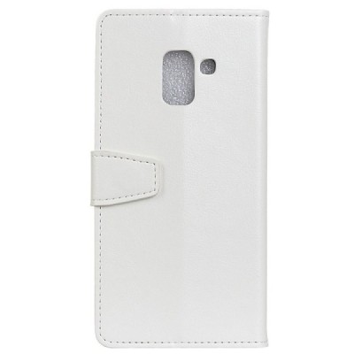 Samsung Galaxy A8+ 2018 (A730F) atvēramais ādas balts maciņš, grāmata (maks) / Vacins.lv