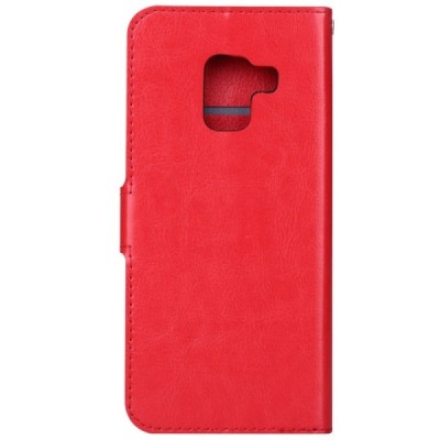 Samsung Galaxy A8 2018 (A530F) atvēramais ādas sarkans maciņš, grāmata (maks) / Vacins.lv