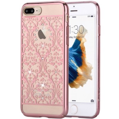 Apple iPhone 7 Plus (iPhone 8 Plus) elegants Devia Crystal Baroque Swarovski dzidrs (caurspīdīgs) rozs plastmasas apvalks ar kri