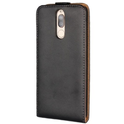 Huawei Mate 10 Lite классический чехол-книжка из кожи - чёрный | Vacins.lv