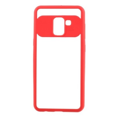 „FOCUS“ Samsung Galaxy A8 2018 (A530F) прозрачный твердый силиконовый чехол (TPU) с красной окантовкой | Vacins.lv
