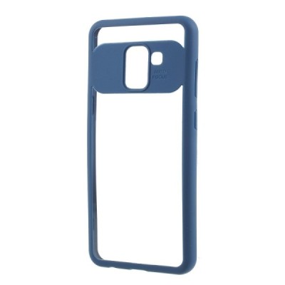 „FOCUS“ Samsung Galaxy A8 2018 (A530F) прозрачный твердый силиконовый чехол (TPU) с синей окантовкой | Vacins.lv