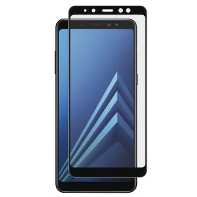 Samsung Galaxy A8 2018 (A530F) Calans Tempered Glass melns ekrāna aizsargstikls / Vacins.lv