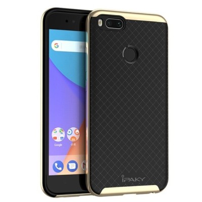 Xiaomi Mi A1 ir Mi 5X „IPAKY“ твердый силиконовый чехол из TPU черного цвета (с золотистыми краями) | Vacins.lv