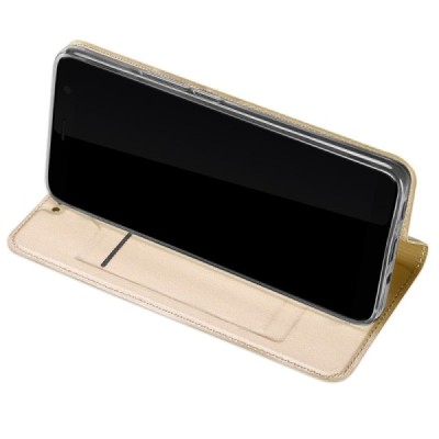 HTC U11 Plus „Dux Ducis“ Skin sērijas zelta ādas atvērams maciņš / Vacins.lv
