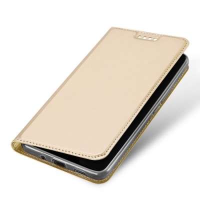 HTC U11 Plus „Dux Ducis“ Skin sērijas zelta ādas atvērams maciņš / Vacins.lv