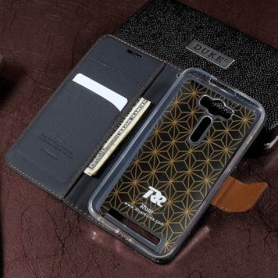 Asus Zenfone 2 Laser 5.5 (ZE550KL) Roar Diary ādas atvēramais melns futrālis / Vacins.lv