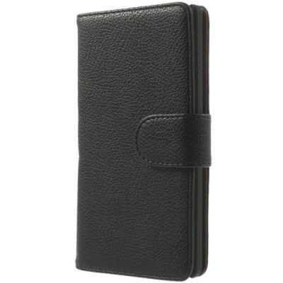 LG G Flex (D955) открываемый чёрный кожаный чехол - книжка | Vacins.lv