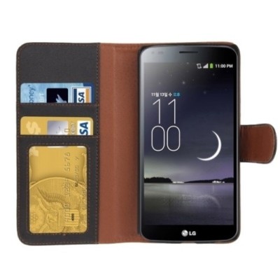 LG G Flex (D955) открываемый чёрный кожаный чехол - книжка | Vacins.lv