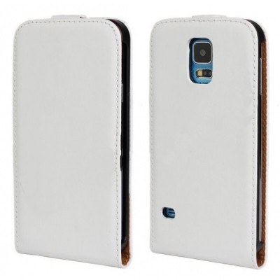 Samsung Galaxy S5 (S5 Neo) vertikāli balts atvēramais futrālis / Vacins.lv