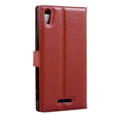 Sony Xperia T3 atvēramais ādas brūns retro maciņš (maks) / Vacins.lv