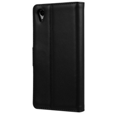 Sony Xperia Z3+ Plus atvēramais ādas melns maciņš, grāmata (maks) / Vacins.lv