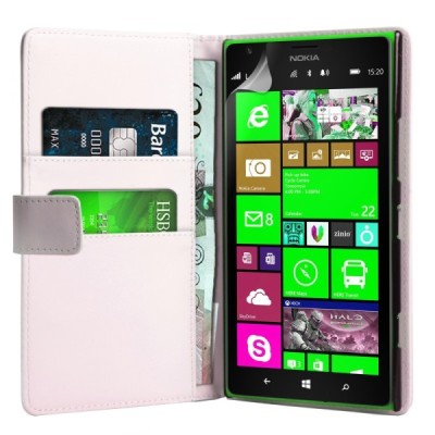 Nokia Lumia 1520 открываемый белый кожаный чехол - книжка | Vacins.lv