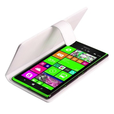 Nokia Lumia 1520 открываемый белый кожаный чехол - книжка | Vacins.lv