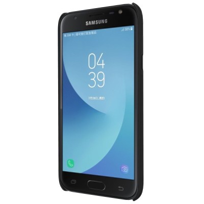 Samsung Galaxy J3 2017 (J330) Nillkin Frosted Shield чёрный пластиковый чехол + защитная пленка для экрана | Vacins.lv